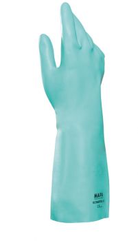 Handschuhe ULTRANITRIL 493, Nitril, Gerade Stulpe, Profil, 39cm - grün