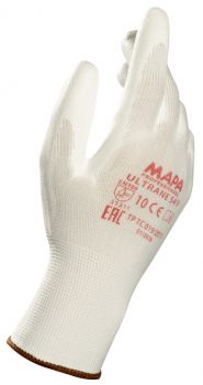 Handschuhe ULTRANE 549, PU, Strickbund, teilbeschichtet, 22-28cm, wei